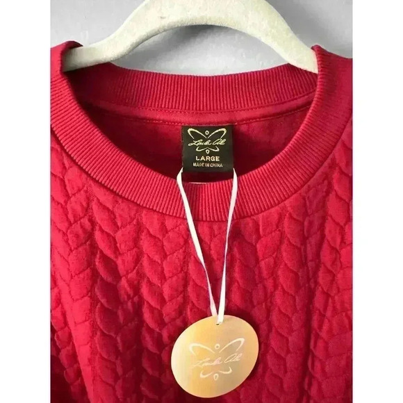 Laila Ali Red Cable Knit Sweater, Large - Picture 4 of 6